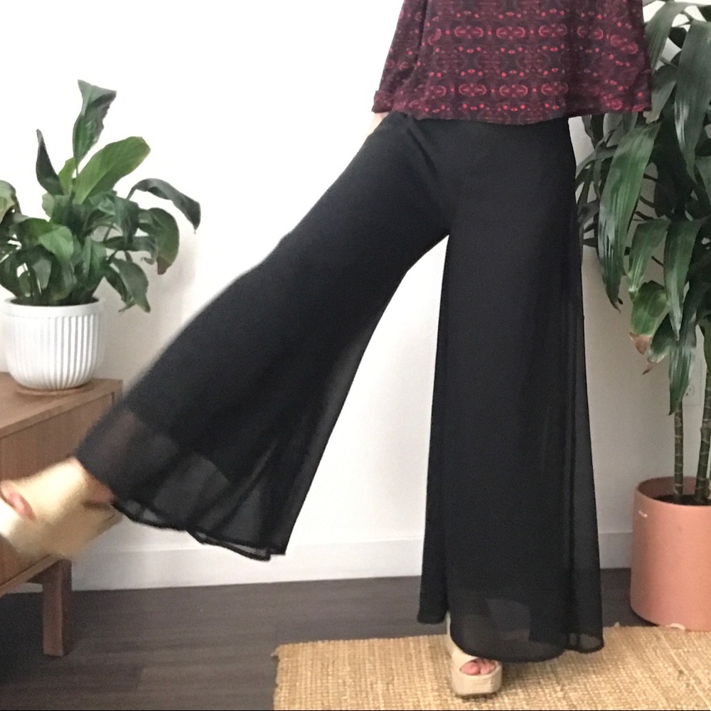 High Waisted Sheer Wide Leg Pants